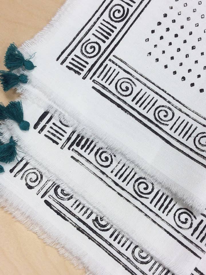 Set med 4 handtryckta servetter för wholesale av impressions du sud