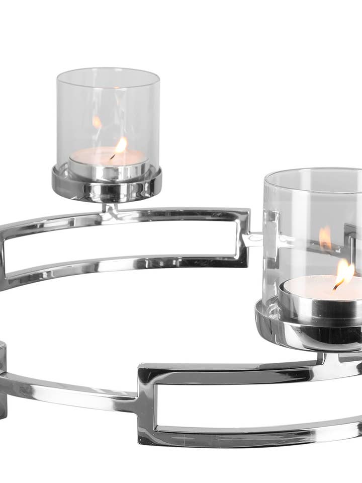 Accueil/Lustre, 4FLM, acier inoxydable, avec verre/D.40 pour la vente par FINK Living