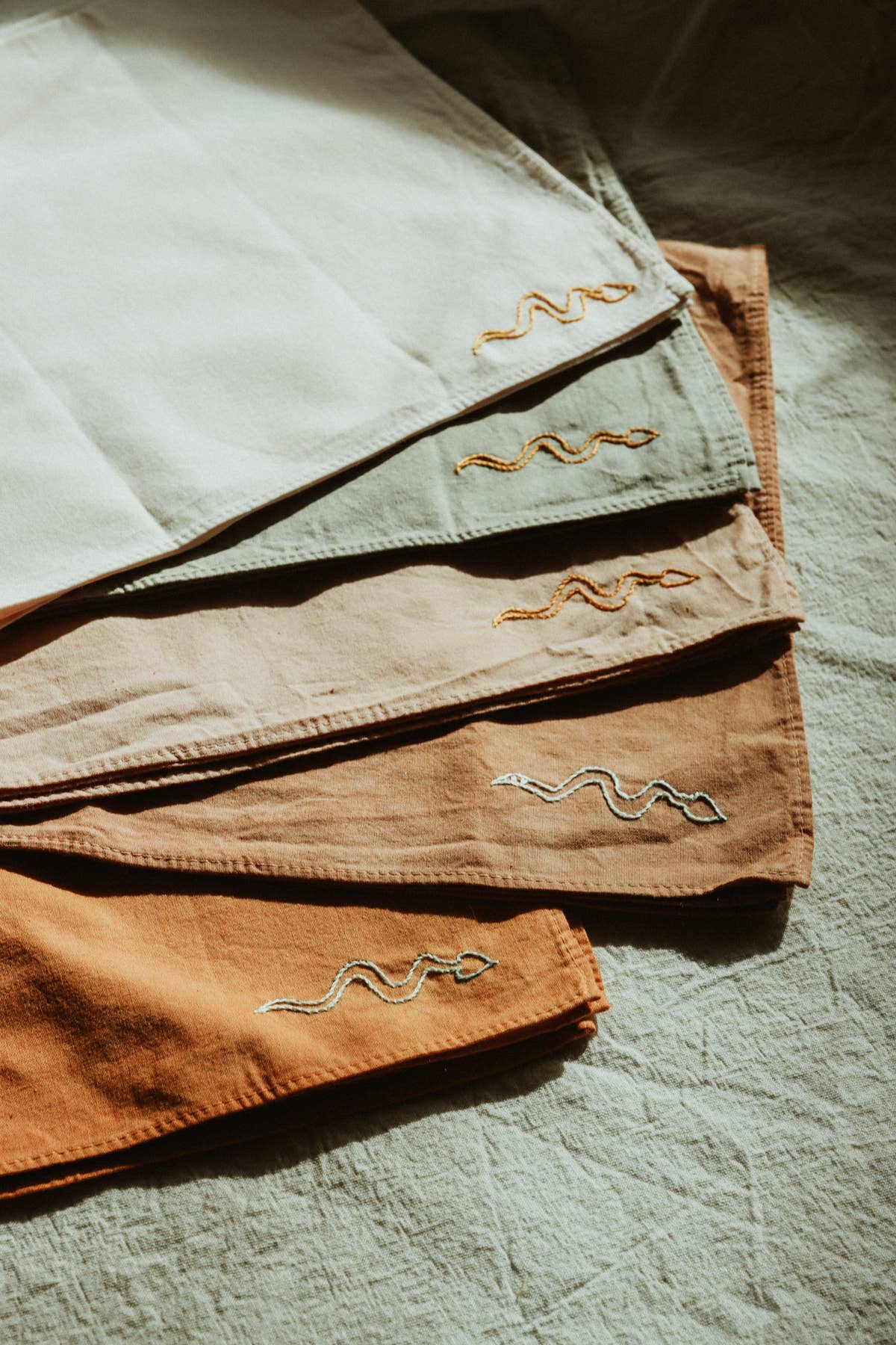 Eloise et moi - Wholesale Bandana - Women's - Hand embroidered DESIERTO cotton bandana, Plant dyed7