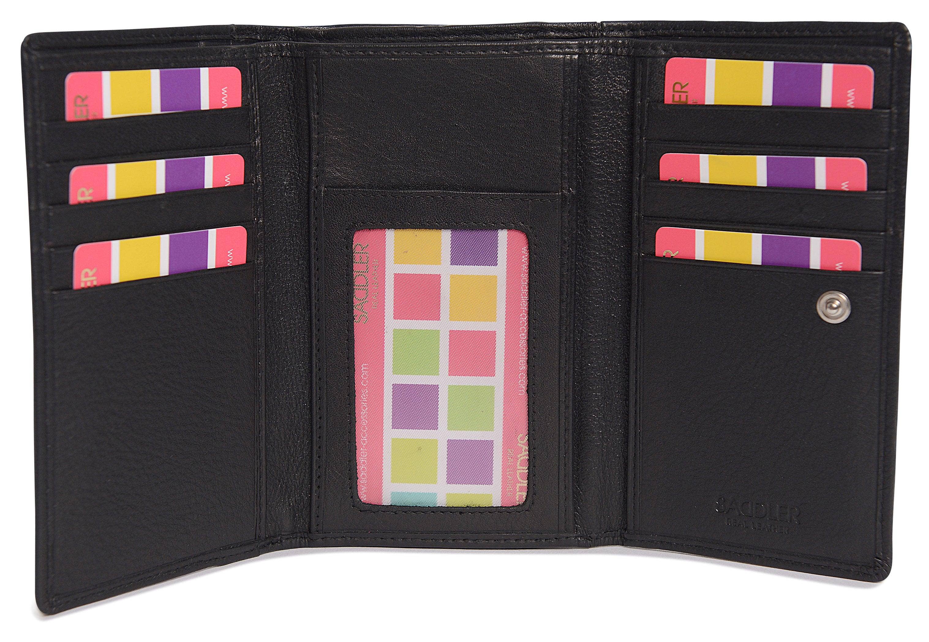SADDLER - Wholesale Wallet - Women's - Compact Trifold Leather Purse "Eleanor" – Handmade by Saddler | RFID Protected & Gift Boxed | 10 Card Slots & Rear Zip Coin Pocket48