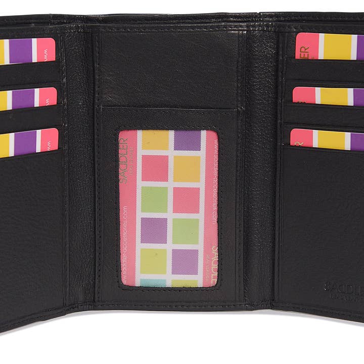 SADDLER - Wholesale Wallet - Women's - Compact Trifold Leather Purse "Eleanor" – Handmade by Saddler | RFID Protected & Gift Boxed | 10 Card Slots & Rear Zip Coin Pocket48