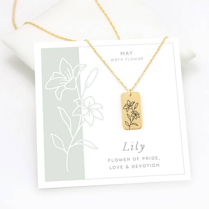 Delezhen - Wholesale Pendant/Charm Necklace - May Lily Birth Flower Pendant Necklace Personalized Jewelry