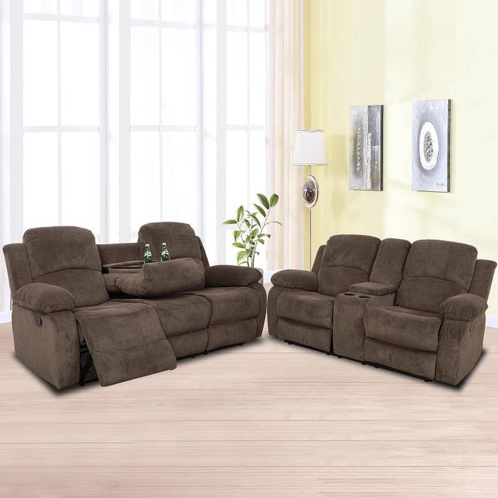 Corduroy Living Room Set Reclining Sofa Loveseat Taupe for wholesale on Faire1
