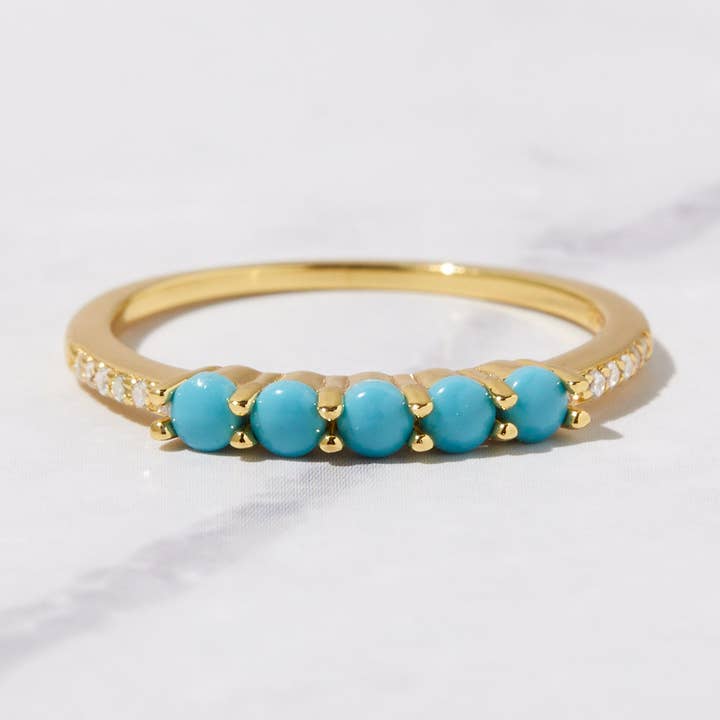 Bague 5 pierres turquoise pour la vente par Sami Jewels