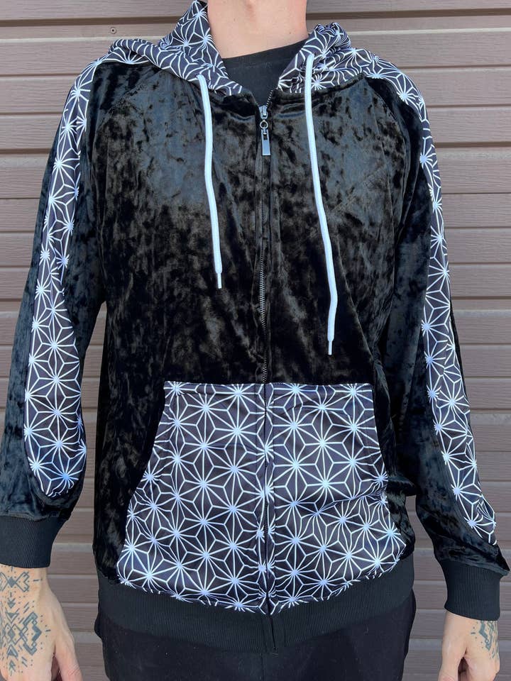 Asanoha Keme Zip Up Hoodie for wholesale by The Headspace