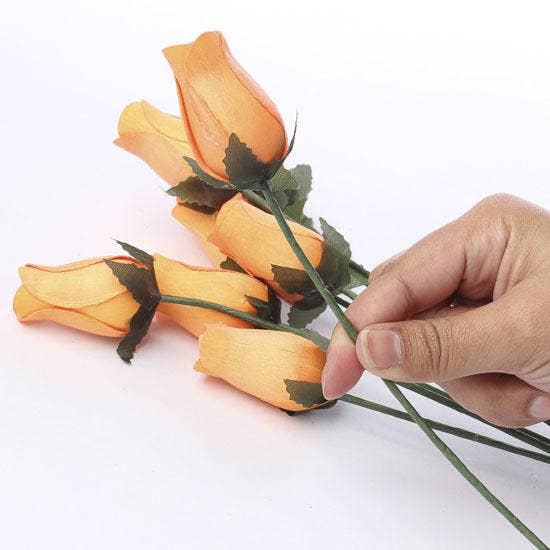 Factory Direct Craft - Wholesale Artificial Flowers - Bouquet of Wood Rose Bud Stems (8 Stems ) - Select Color6