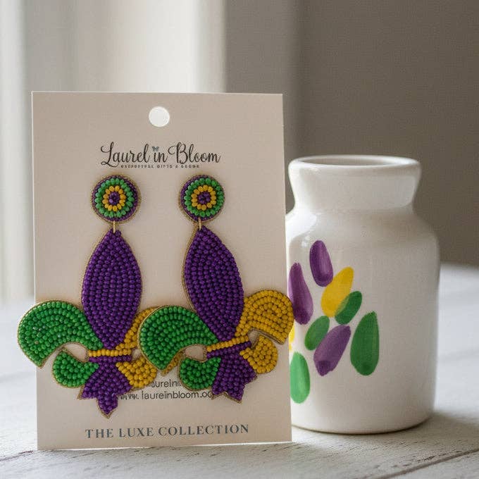 Fleur de Lis LUXE Bauble Earrings for wholesale by Laurel in Bloom