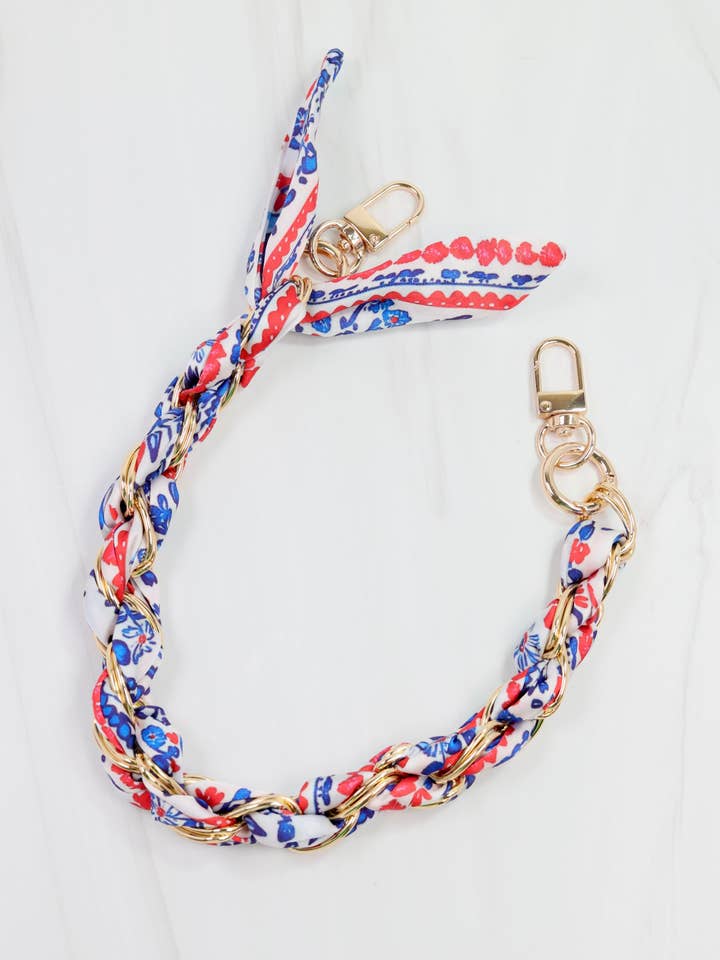 Serafina Scarf Purse Chain Nvy Rd Floral for wholesale by Caroline Hill