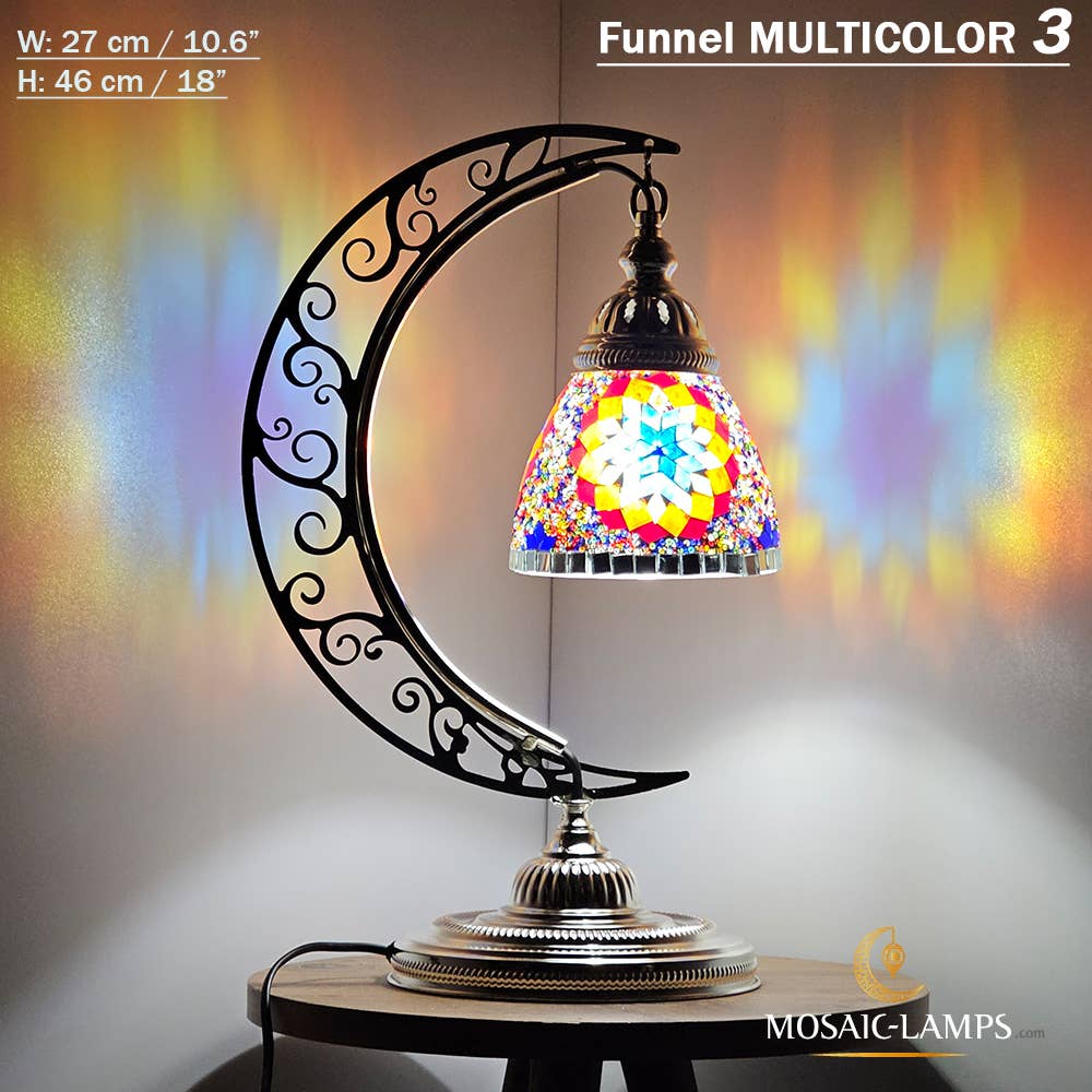 Mosaic Lamps - Vendita all'ingrosso Lampada da scrivania/d'accento - Lampada da scrivania Turkish Moon in argento, luci ad arco marocchine, Murano C19