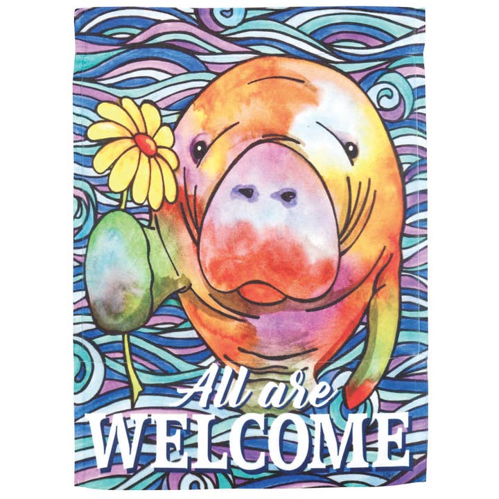 Flag All Are Welcome Manatee 13x18 for wholesale by Magnolia