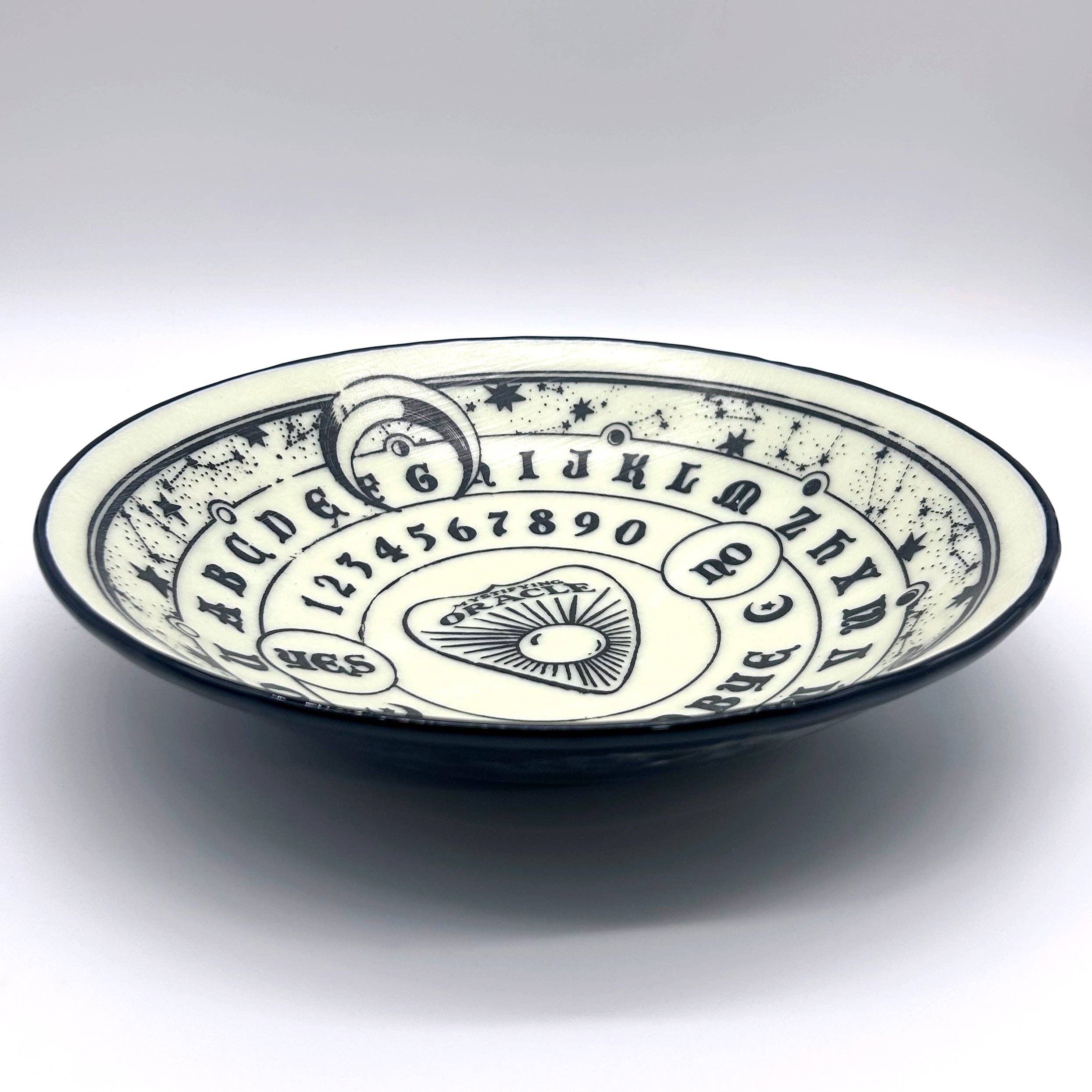 Kiku Handmade | Contemporary Fused Glass Home Goods - Wholesale Serve Bowl - Witchy Ouija Board Fused Glass Large 13" Serving Bowl1