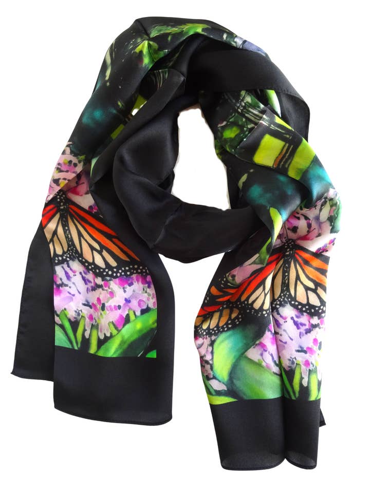 Yosemite Butterfly Sjaal - Lente satijnen sjaal - Cadeau voor haar voor wholesale door Silk Squirrel
