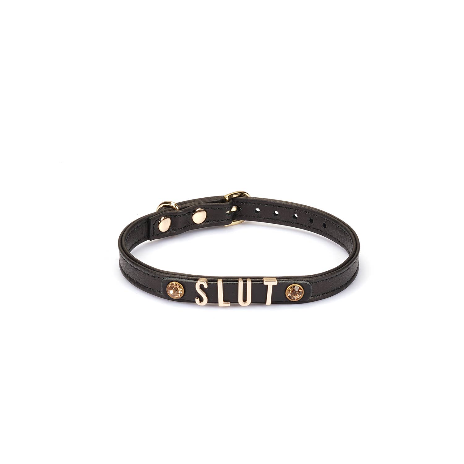Liebe Seele - Wholesale Choker/Collar - Black Italian Leather Choker with Letters BITCH/SLUT/SEXY3
