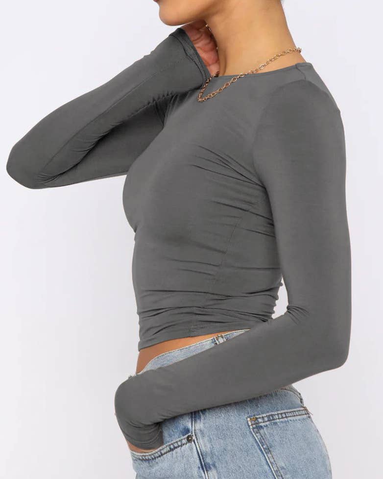 Sweetkama – T-shirt – Mulher por atacado – Sweetkama Camiseta Casual Feminina de Manga Longa Lisa22