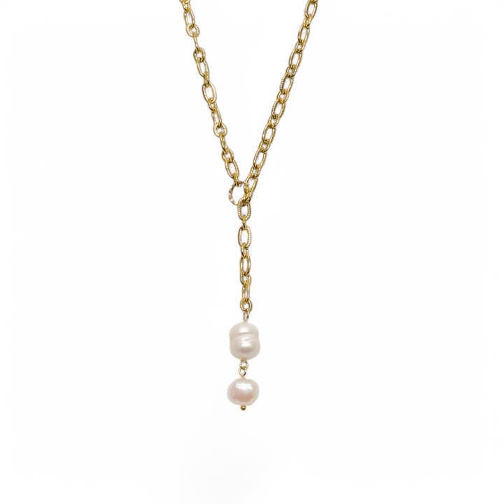 Riviera Freshwater Pearl Drop Lariat Style Necklace for wholesale by Idlewild Everyday