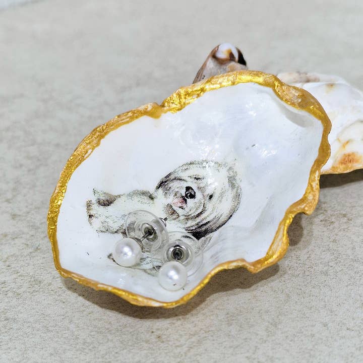 Bee my Oyster - Wholesale Sieradenschaaltje - Old English Sheepdog Labradoodle Dog Oyster Shell Trinket Di3