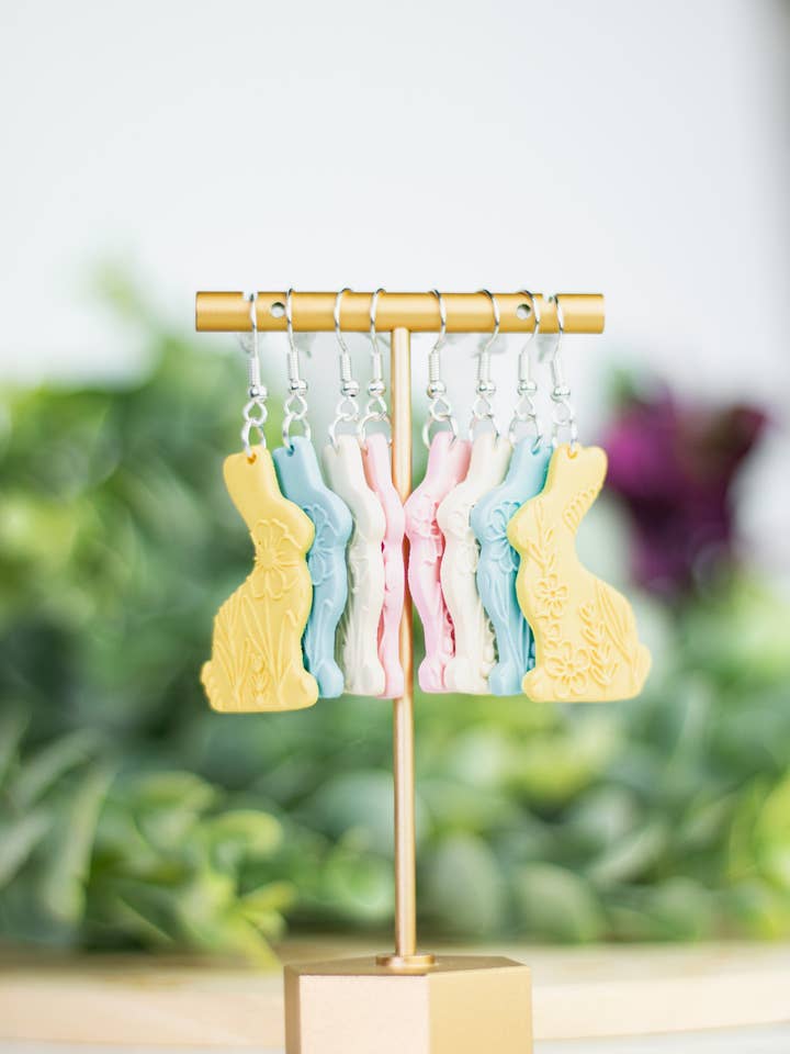 Spring Floral Bunny Dangles for wholesale by EJ Clay Co
