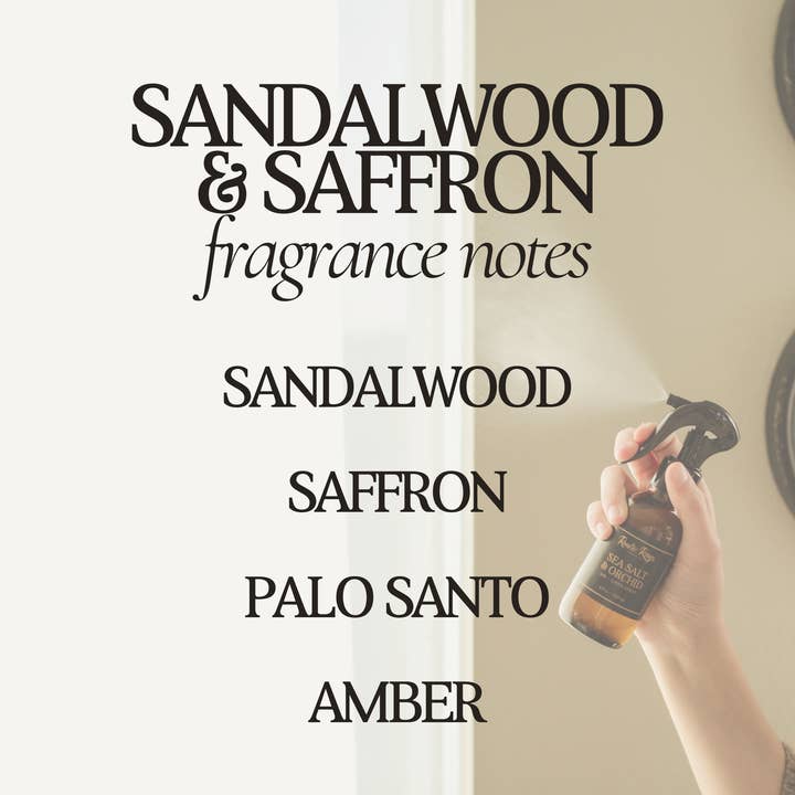 Rustic Rays Candle Co. - Wholesale Room & Linen Spray - Sandalwood & Saffron Room Spray - 4 oz Amber Glass Bottle