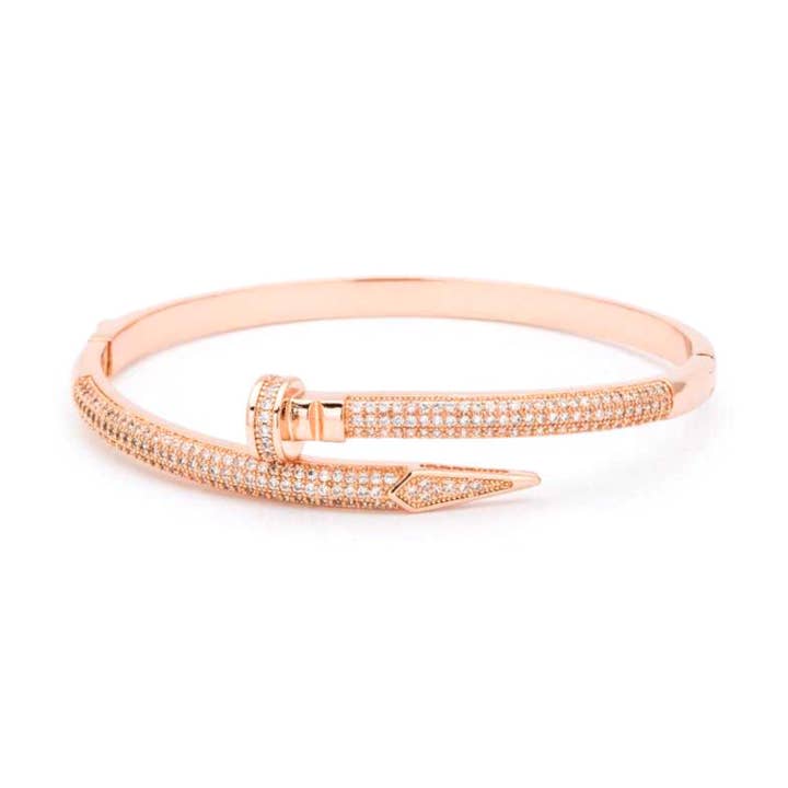 CZ Micro Pave Iconic Nail Bangle for wholesale by LA Jewelry Plaza