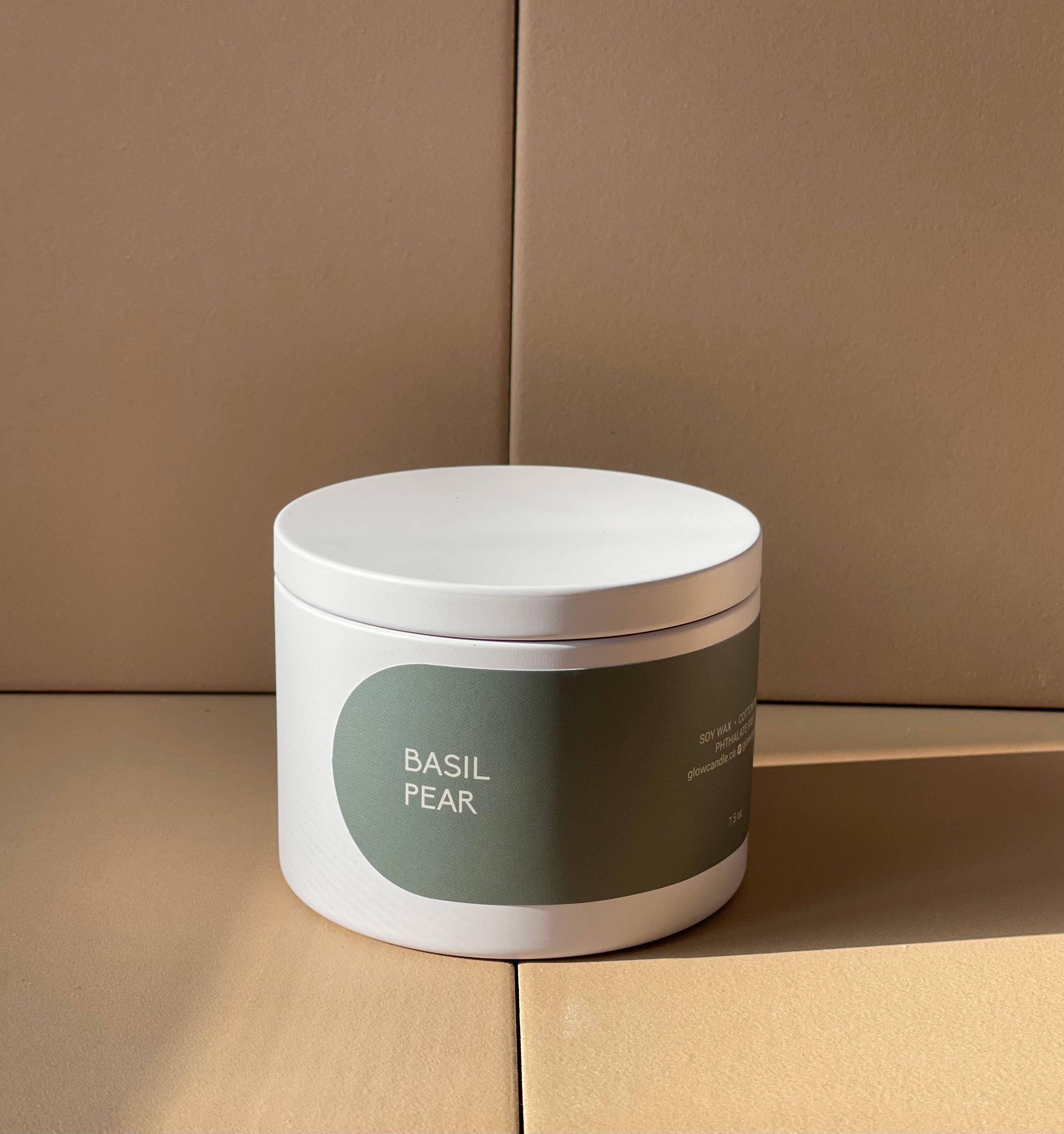 Glow Candle Co. - Wholesale Travel Candles - Basil Pear - HOME Tin Soy Candles