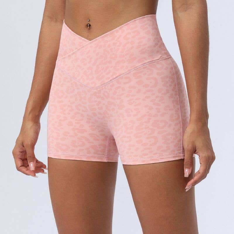 WONDERXFANS - Wholesale Korte sportbroek - Dames - Bil-verhogende yogashorts met luipaardprint6