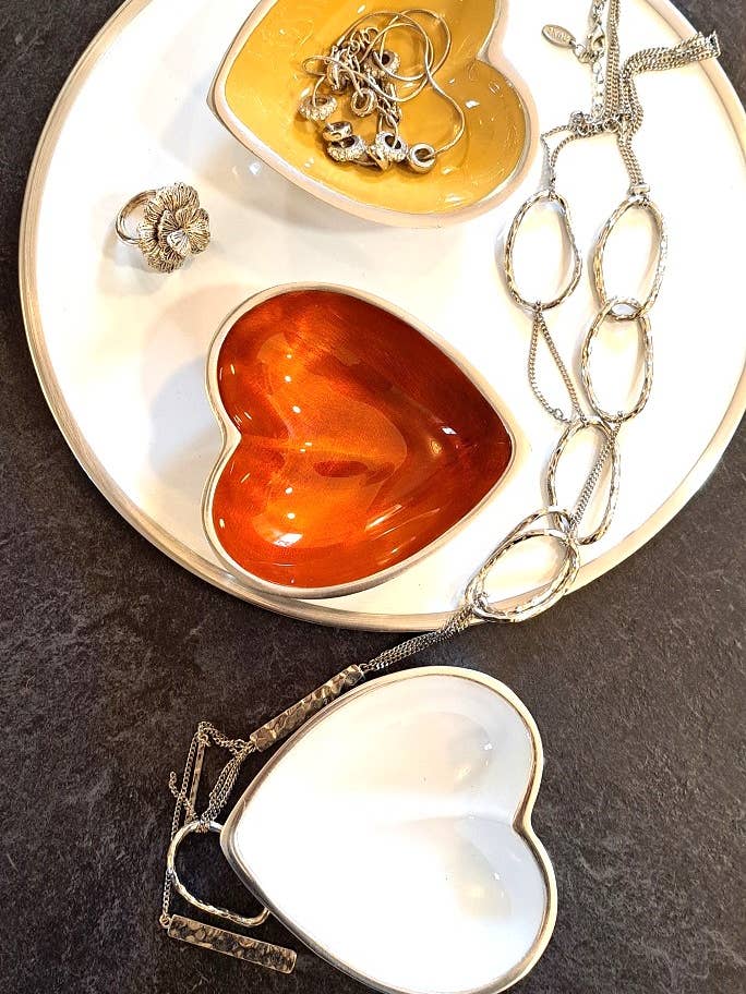 Cute Orange Heart Jewellery Trinket Earring Dish Handmade for wholesale by Oh So Pretty & Green