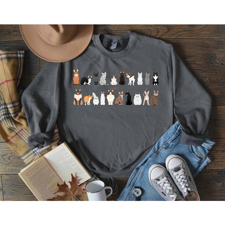 Sweatshirt für Tierliebhaber von Cat Breeds für den Großhandel von Refinery Number One LLC
