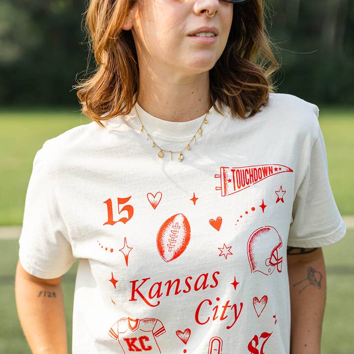 Kansas City Football Vibes Shirt - Ivory for wholesale by Carly Rae Studio