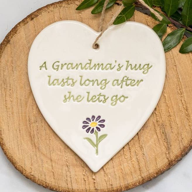 For Her - A Grandma's Hug - Handmade ceramic heart for wholesale by Broadlands Pottery