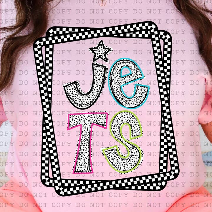 K and M Designs - Wholesale Sublimation Transfer - Jets Dalmatian Dot Team Mascot DTF Transfer0