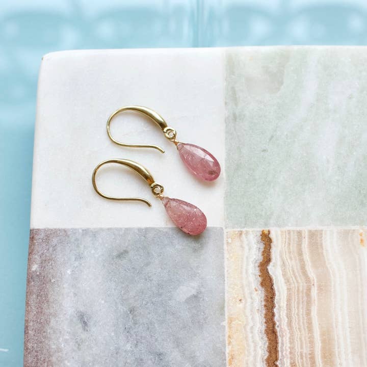 a.v. max - Wholesale Dangle Earrings - Kyanite Princess Teardrop Earring|Blue|Aqua|Green|Pink