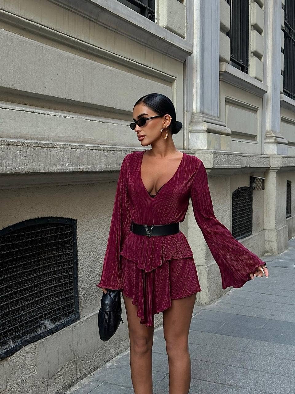 Standpoint Top - Wholesale Dress - Women's - The Bella Pleated Mini Dress – 100613