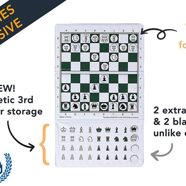 Wood Expressions - Wholesale Board Game - Mini Magnetic Pocket Chess Set Travel Trifold 6 in.2