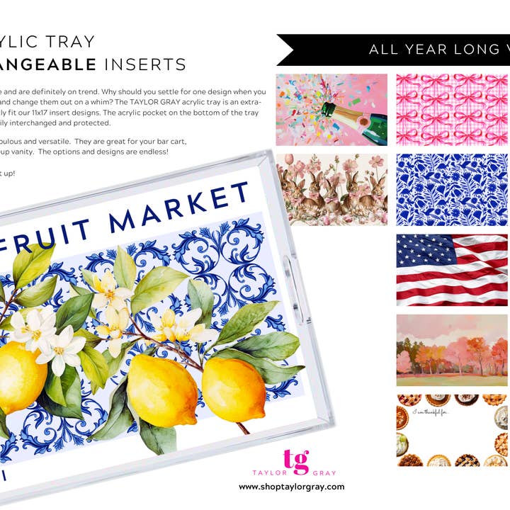 TAYLOR GRAY - Wholesale Decorative Tray - 11x17 ALL YEAR LONG VOL 3 insert set of 1213