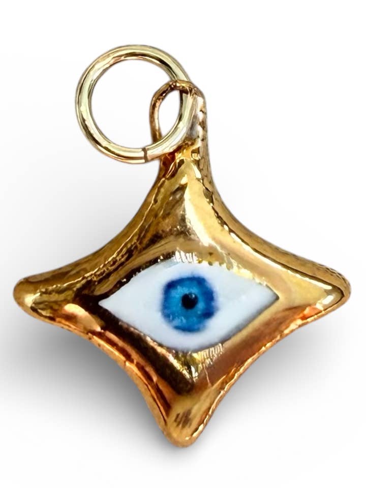 Guld Onde-Øje 4-Punkts Stjerne Charm for engroshandel hos Shá Parlé