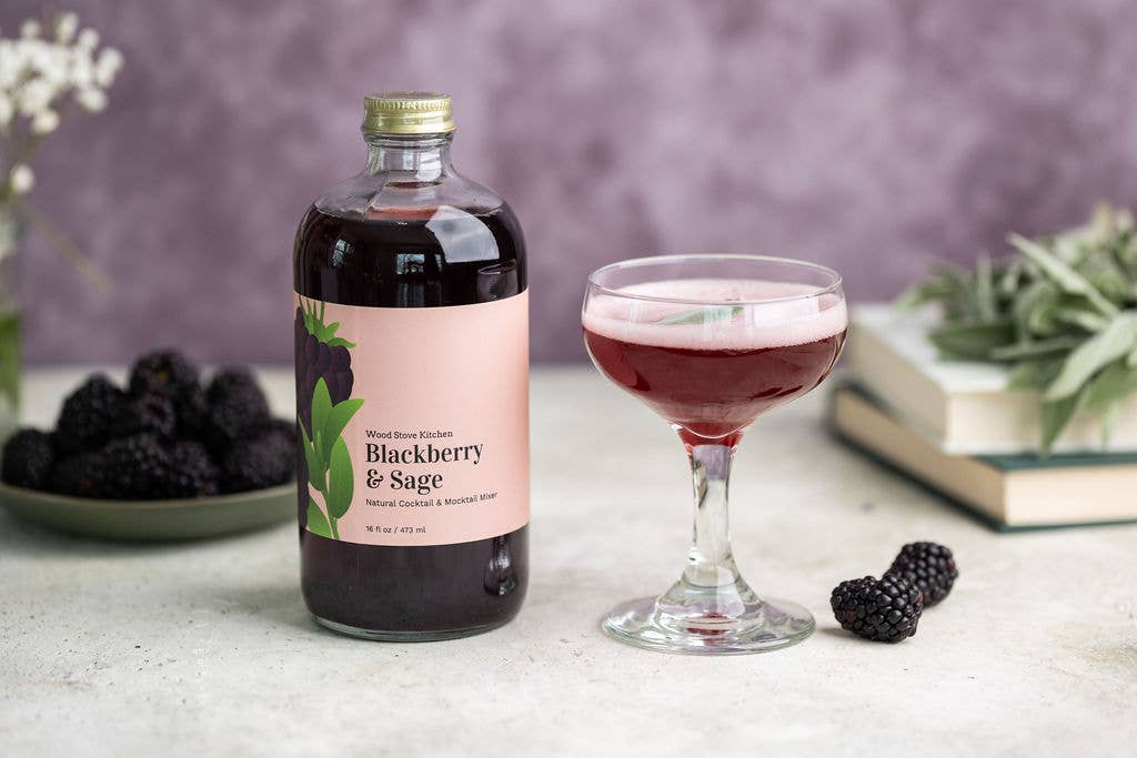 Wood Stove Kitchen - Wholesale Cocktail Mix/Syrup - Blackberry & Sage Cocktail Mixer and Mocktail Mixer, 16 fl oz6