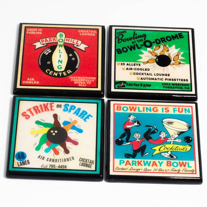 Cheltenham Road - Wholesale Coasters - Lets Bowl! Vintage Bowling Coaster Set6