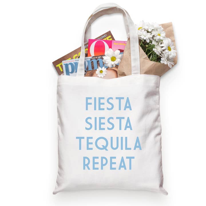 Fiesta Siesta Tequila Herhaal Katoenen Tas voor wholesale door Sprinkled With Pink