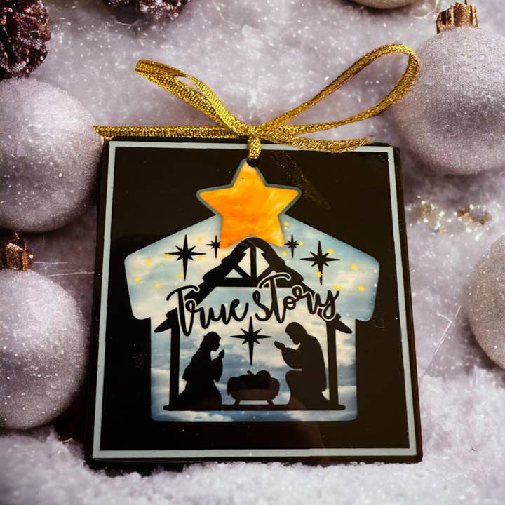 True Story Nativity Ornament, Christmas Ornament for wholesale by Shades Jewelry & Gifts
