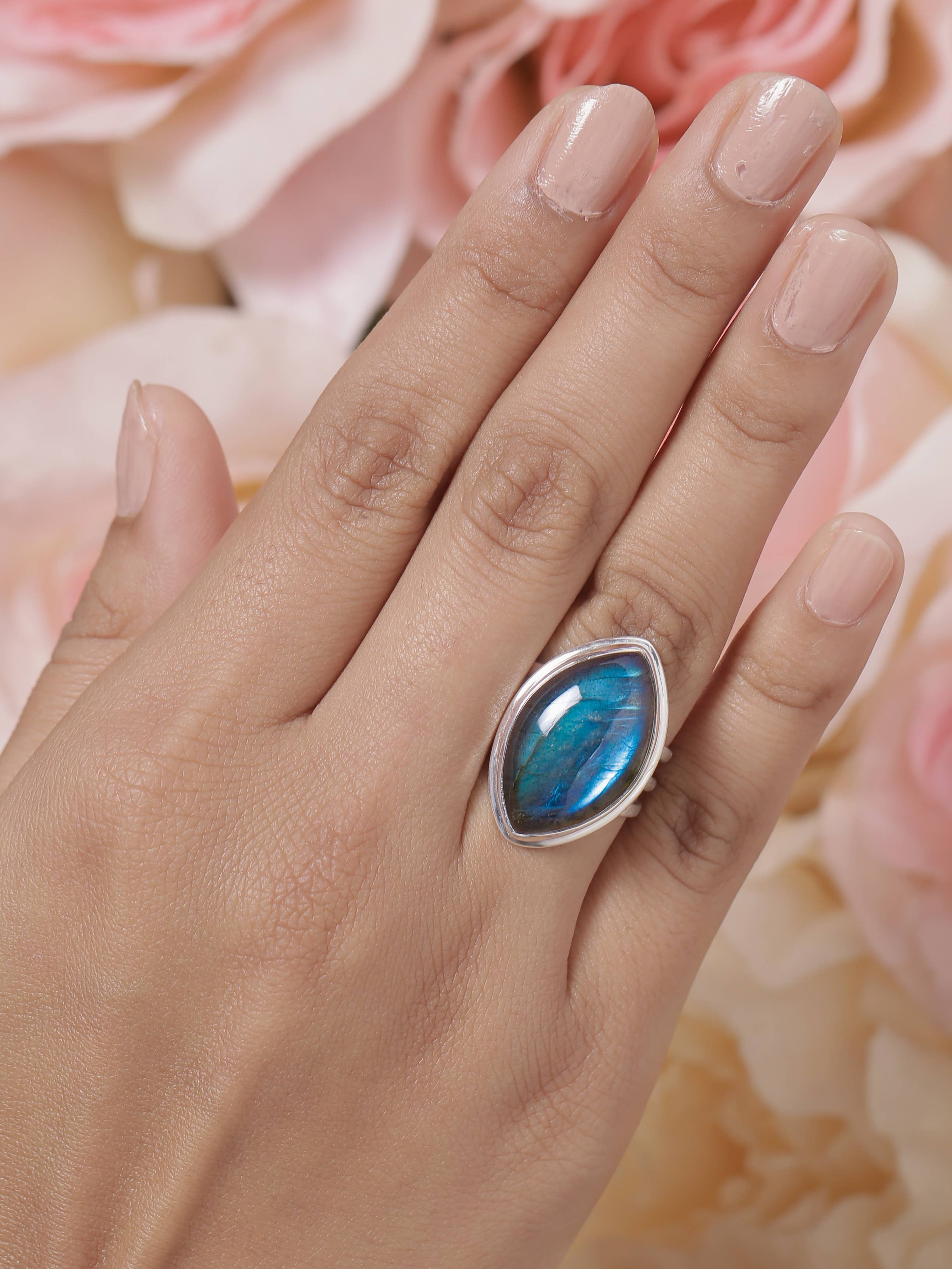 Tiramisu - Vendita all'ingrosso Anelli con pietra singola/solitario - Anello in argento sterling 925 con labradorite2