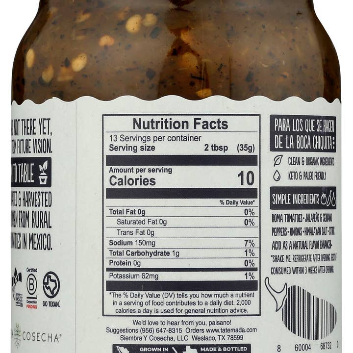 Everyday Supply Co - Wholesale Salsa - TATEMADA SALSA MOLCAJETE - Case of 61