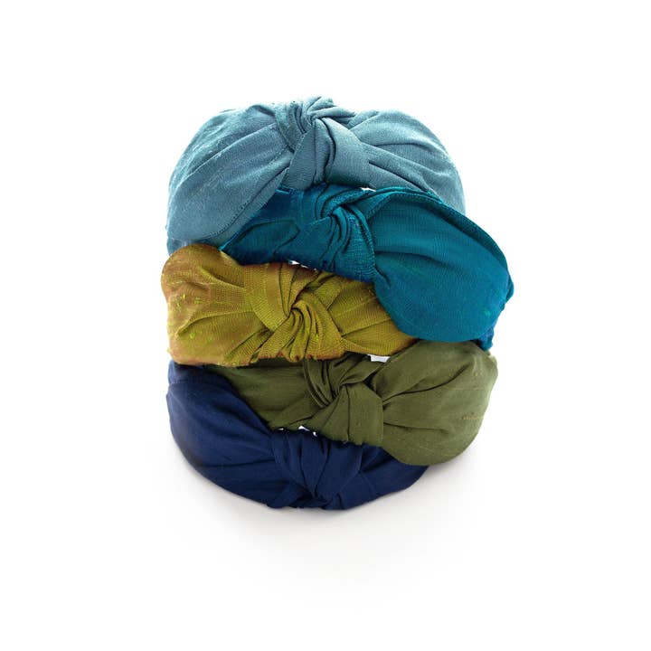 Dupioni Silk - Cool Palette - Top Knot Headband for wholesale by Cookie & the Dude