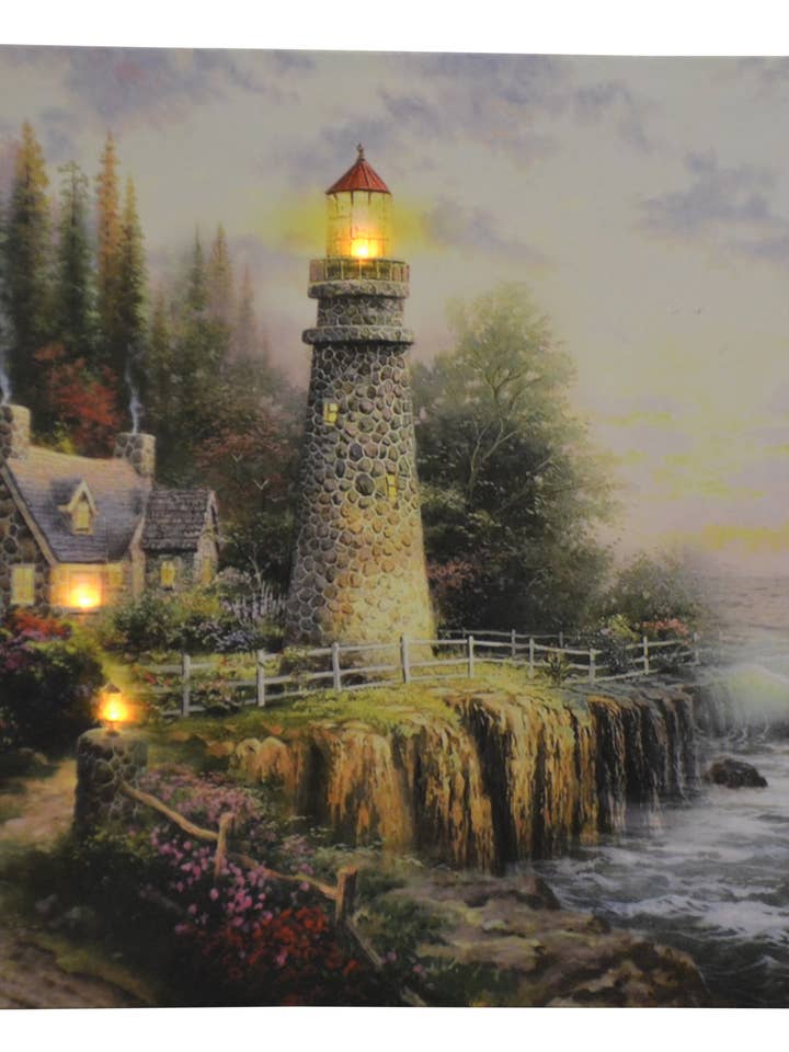 16X16 LIGHT UP LIGHT HOUSE SCENERY for wholesale by Three Star IM/EX Inc.