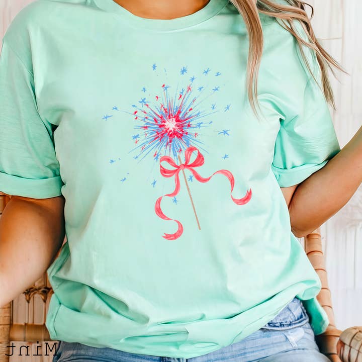 Shoppe SHC - Wholesale T-shirt (graphic) – women's - July 4th Graphic Tee | Coquette Sparkler | Bella Canvas12