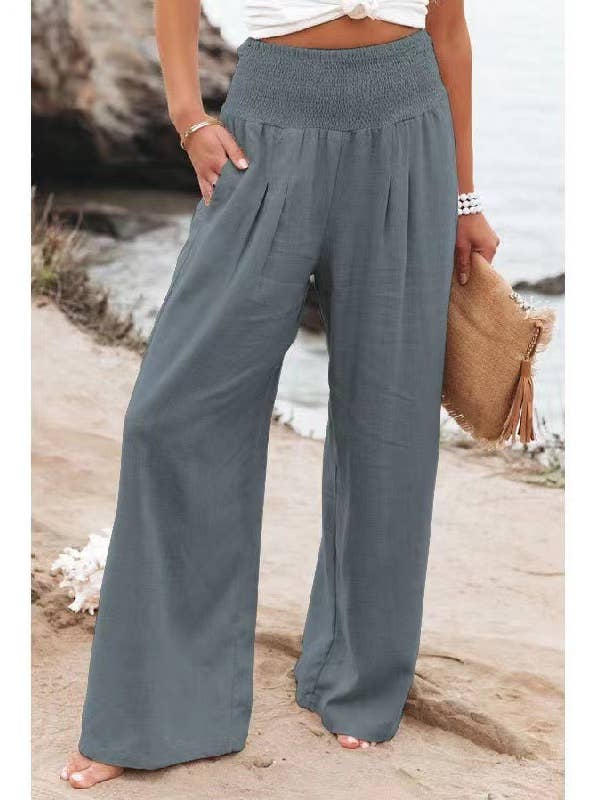 Lily Clothing - Wholesale Pants - Women's - Cotton and linen loose-fitting wide-leg pants1