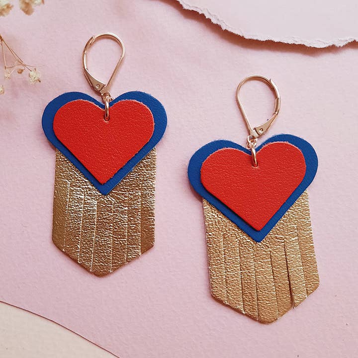 Pendientes corazón EX-VOTO rojo para venta al por mayor de Ni une ni deux