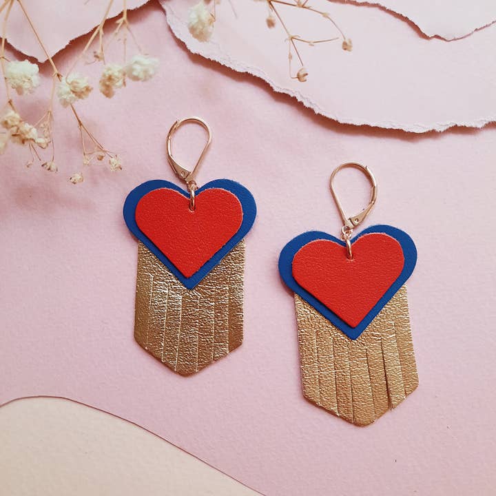 Hjärtformade örhängen EX-VOTO Röd för wholesale av Ni une ni deux