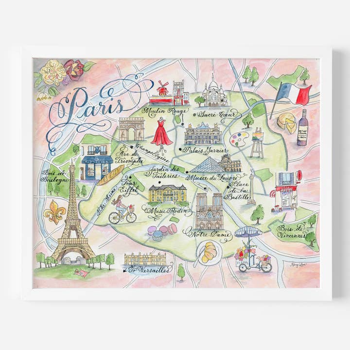 Designs by Robyn Love - Wholesale Art Print - Paris Map Prints0