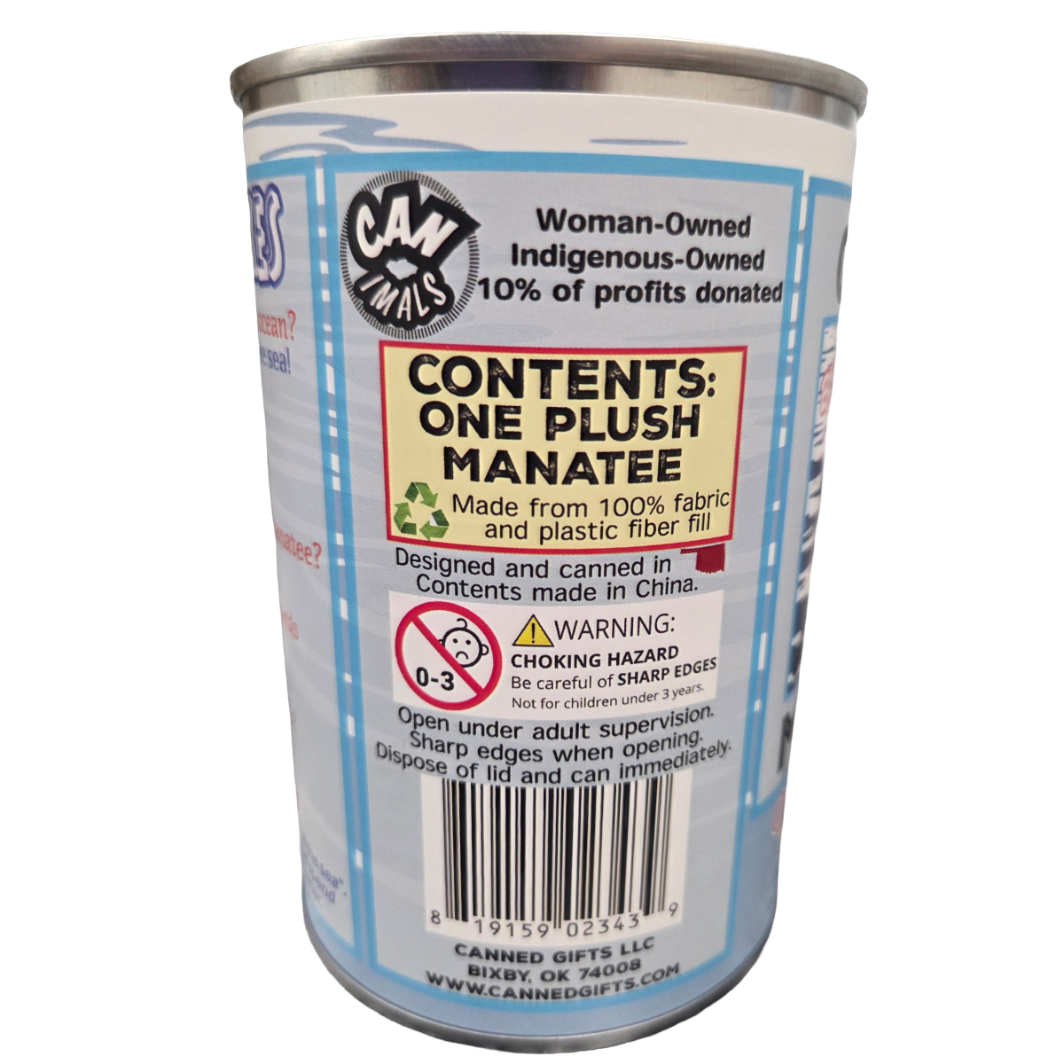 Canned Gifts - Vente Peluche – enfant et bébé - Becky le lamantin en conserve - Cadeau écologique et recyclé3