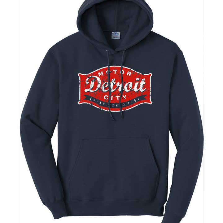Detroit Buckle Hoodie Sweatshirt - Navy Blue for wholesale on Faire
